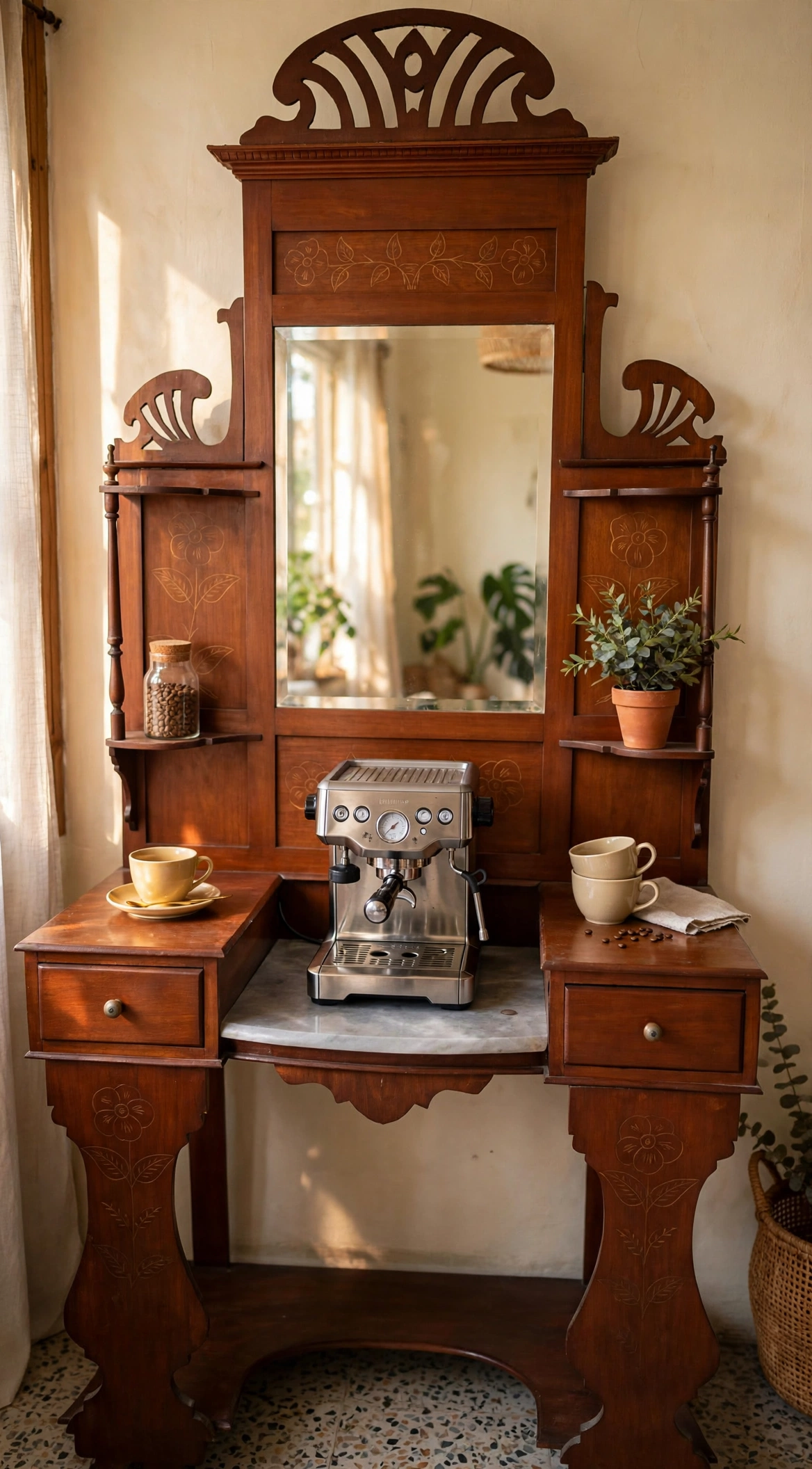 Antique Edwardian Dressing Table with Mirror - €180