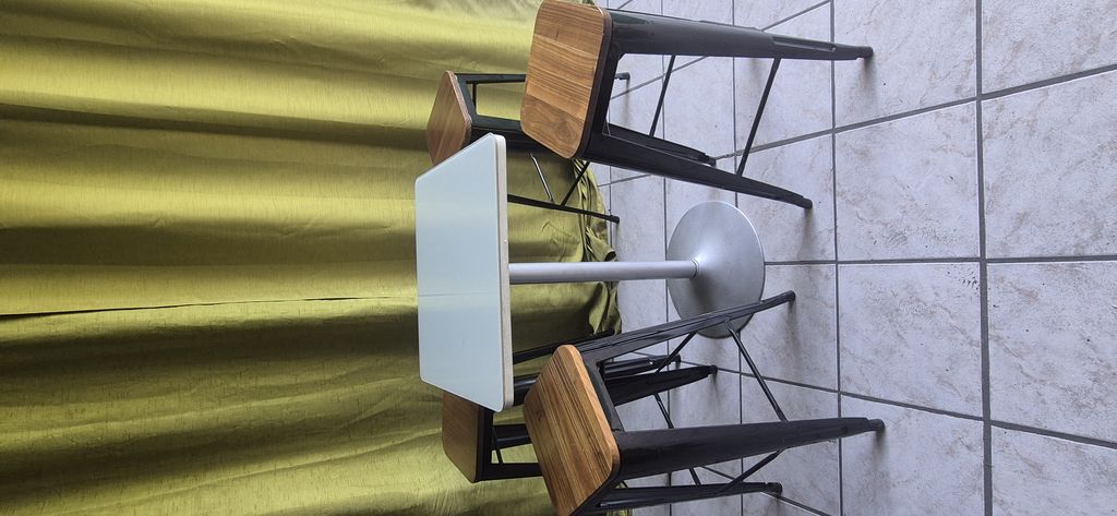 One Round Bar Table & four Bar Stool Set