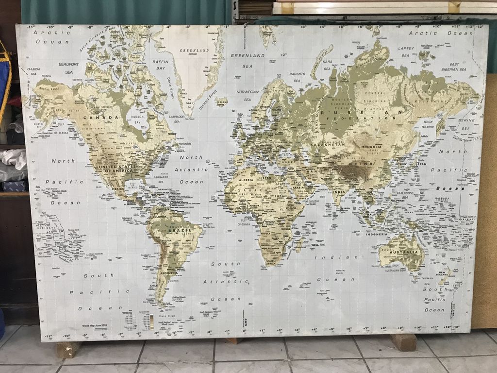 Large canvas Framed World Map