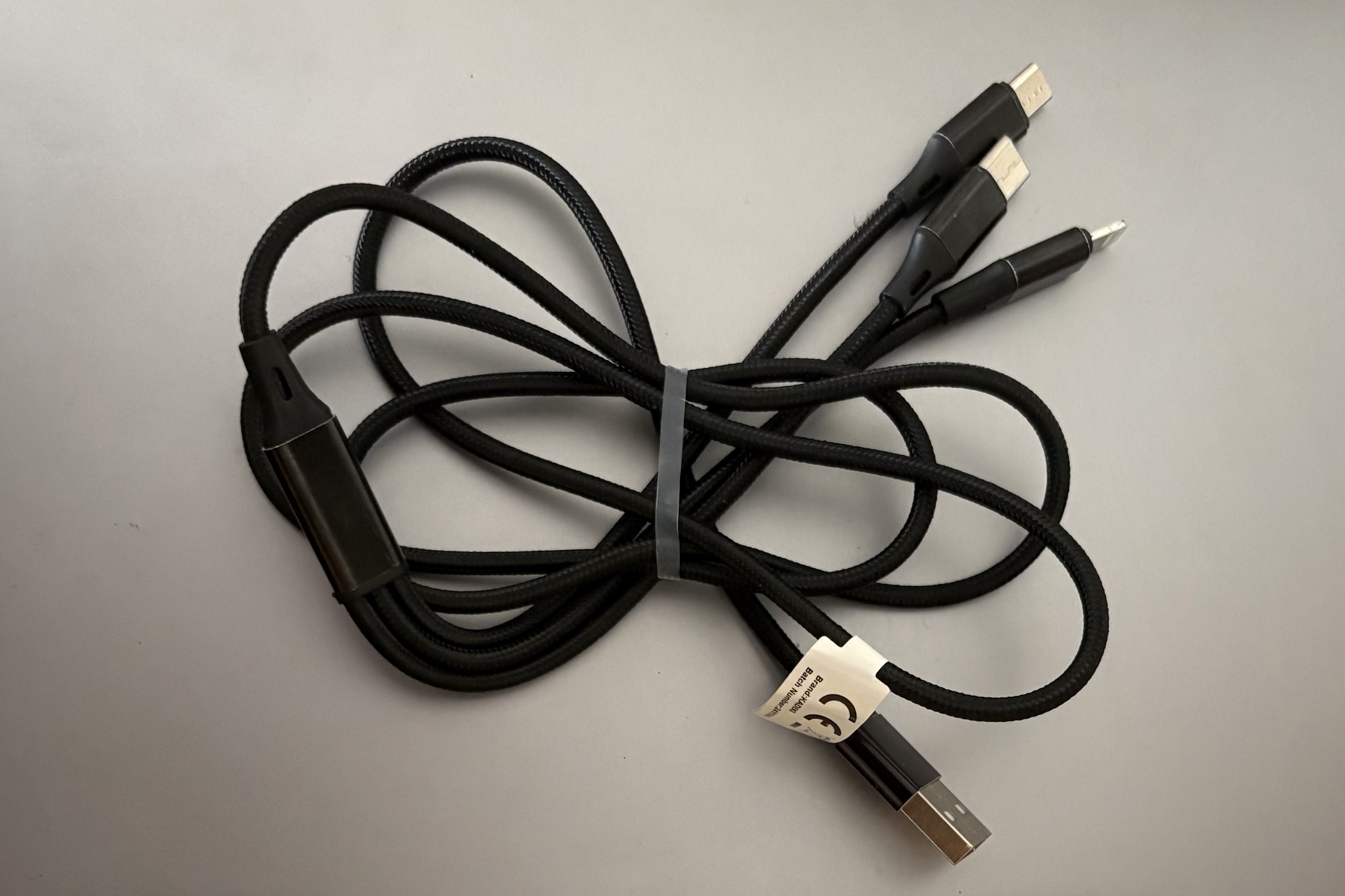 Brand New 3-in-1 Braided Charging Cable (Black)